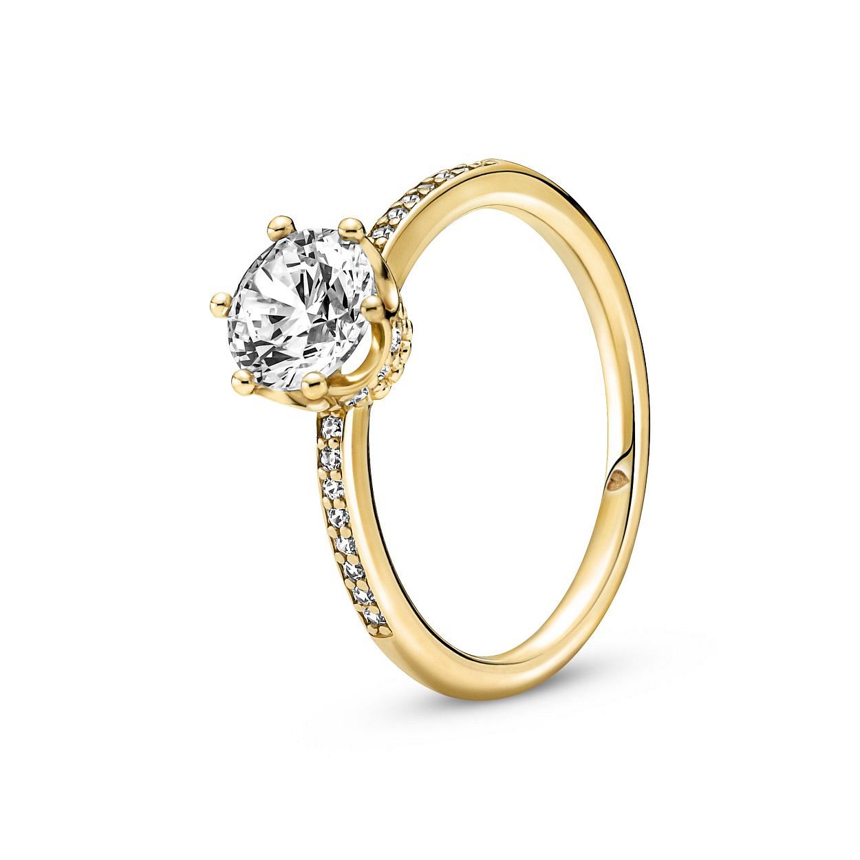 Transparante Sprankelende Kroon Solitaire Ring
