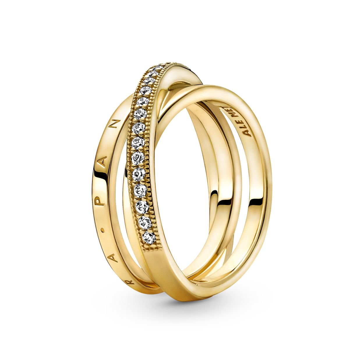 Crossover Pav� Driedubbele Band Ring
