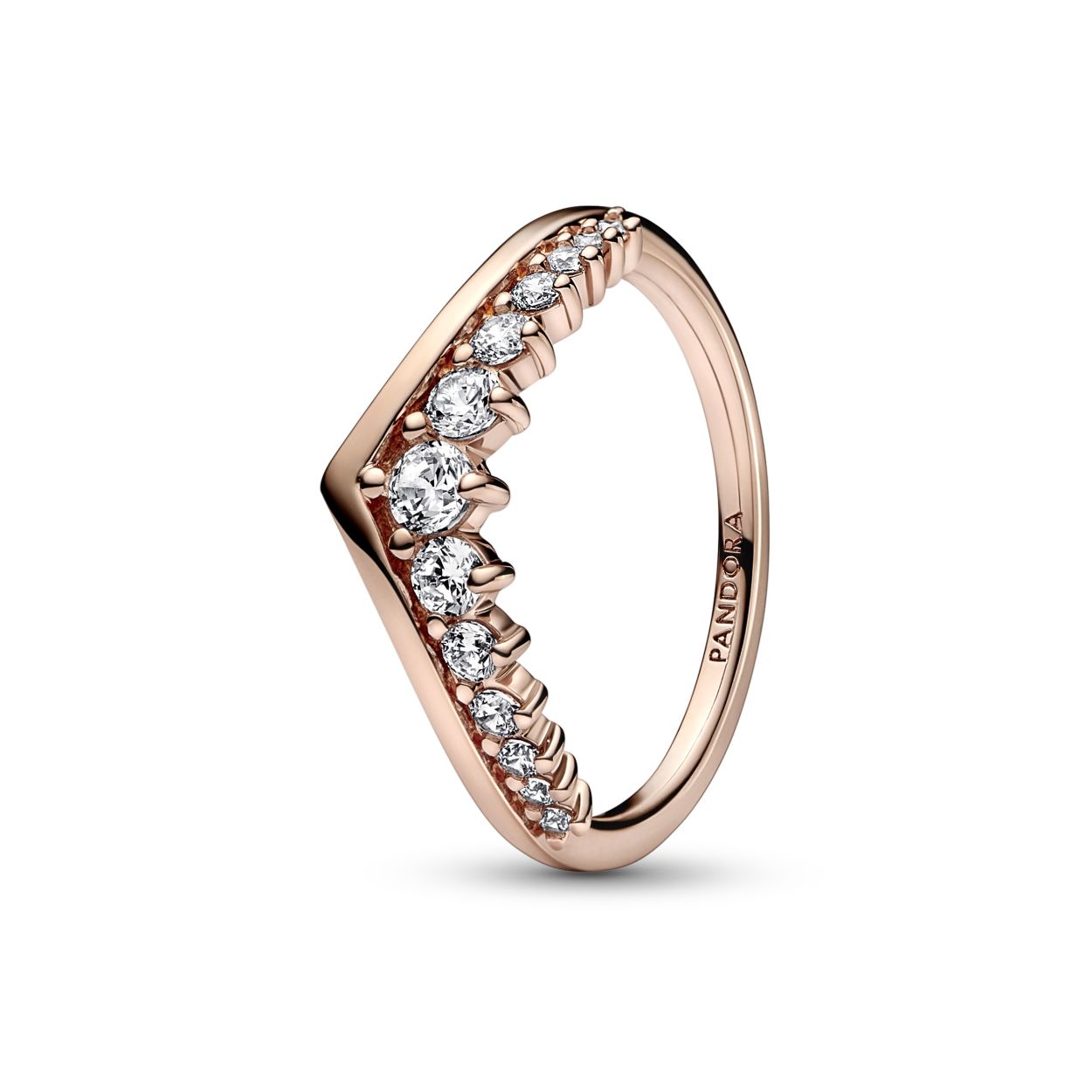 rose plated wishbone ring met zirkonia maat 54