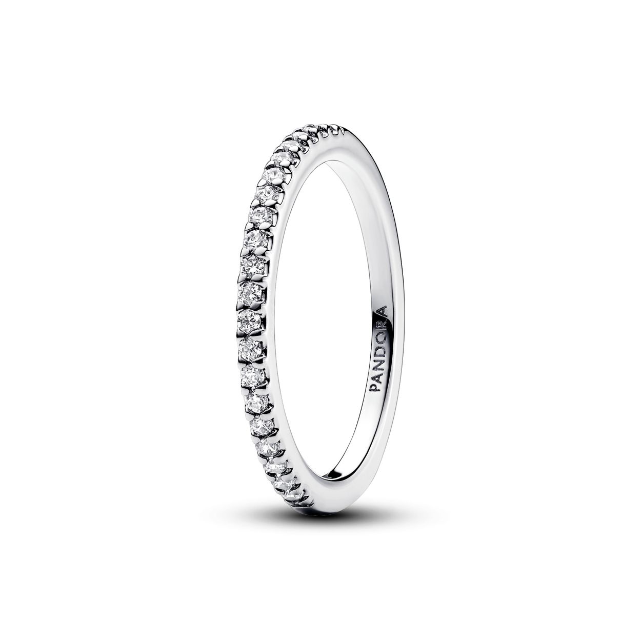 Pandora silver ring with clear cubic zirconia
