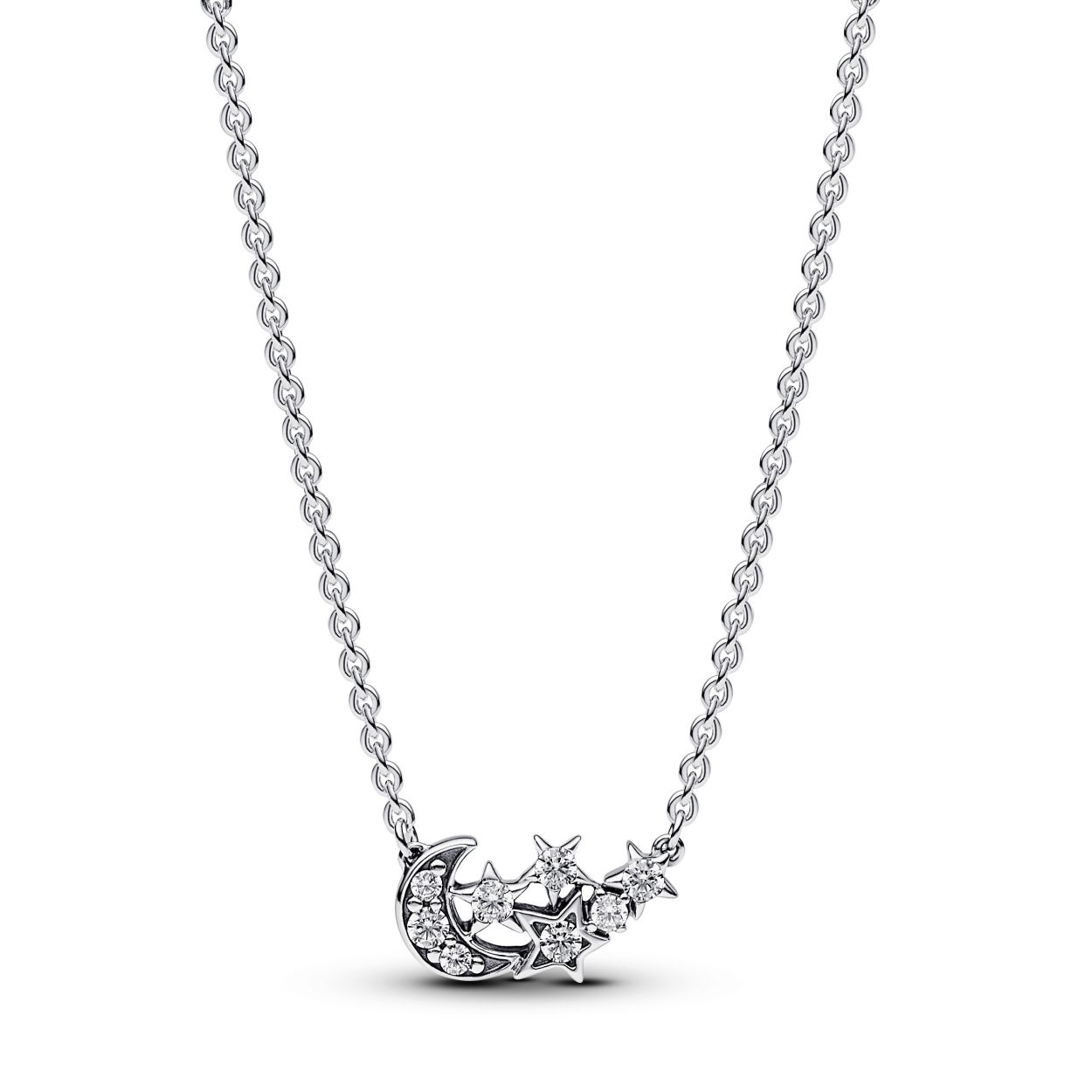 Pandora Stars and moon sterling silver collier with clear cubic zirconia