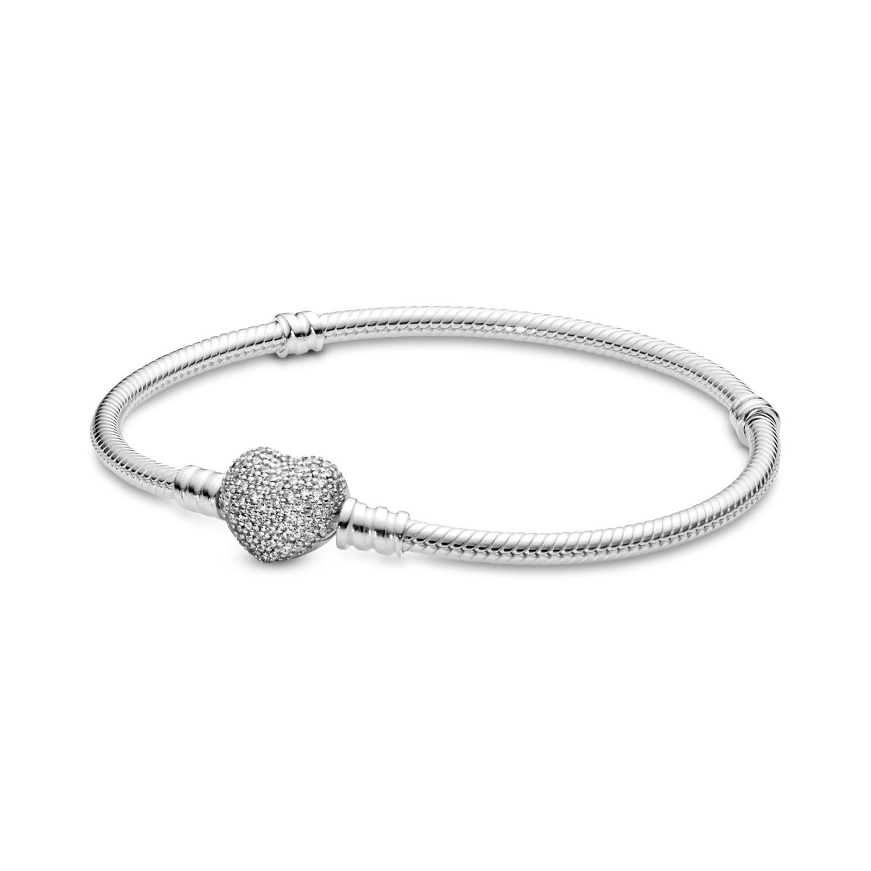 Pandora Moments Sprankelende Snake Chain Armband met Hartsluiting