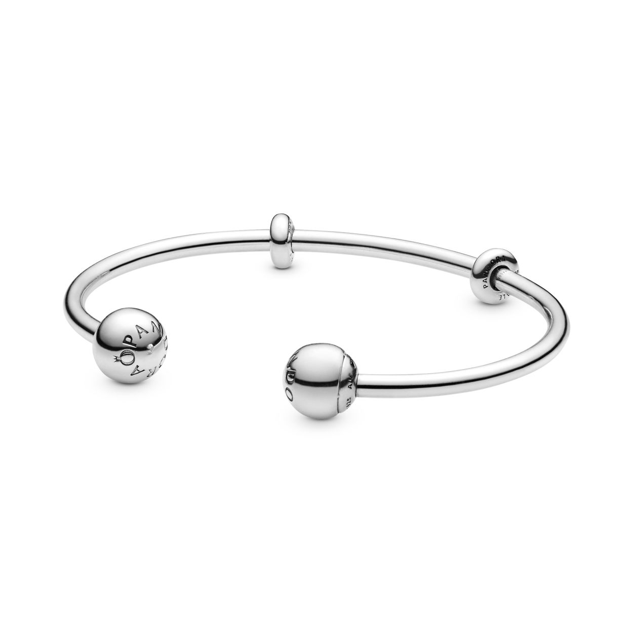 Pandora - Bangle armband incl. 2 siliconen stoppers en 2 caps Maat: 21cm - 596477-4
