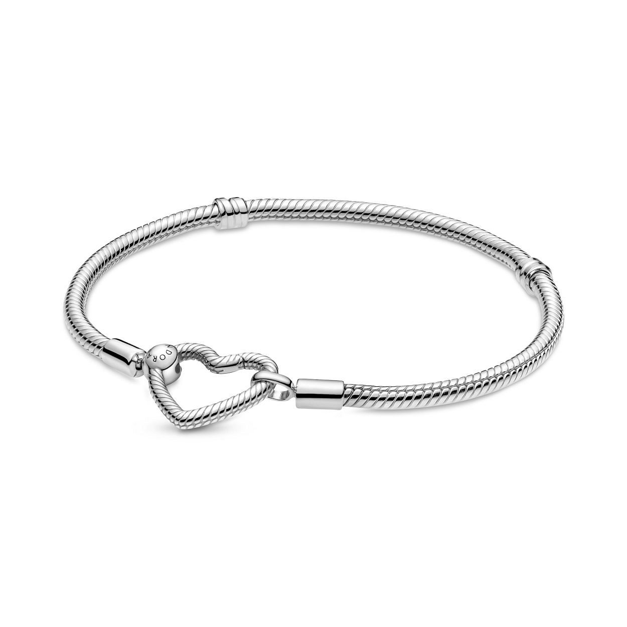 Pandora Moments snake chain-armband met hartsluiting