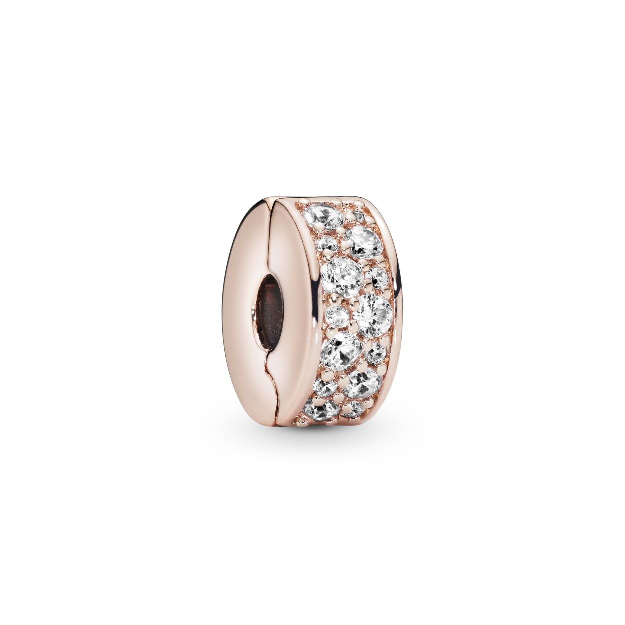 Clear pavé clipbedel 14k rosé gold-plated
