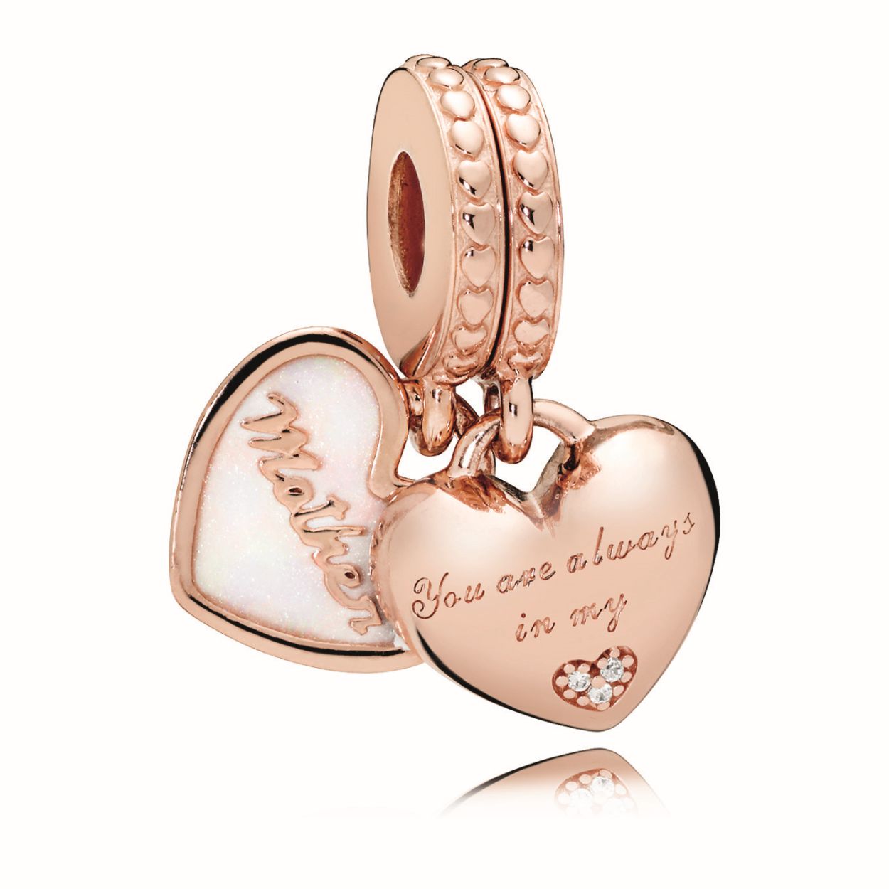 Deelbare Hangende Bedel met Tekst You're Always in My Heart, 14k rose gold-plated