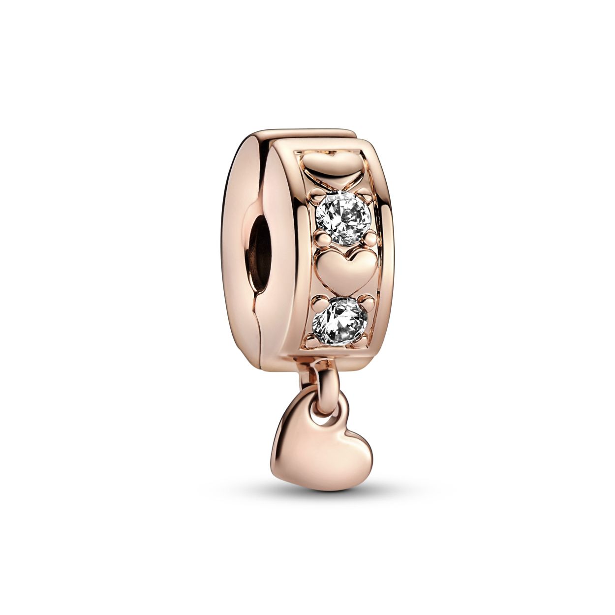 Pandora Infinite Hearts Sparkling Hangende Clipbedel, 14K rose gold-plated