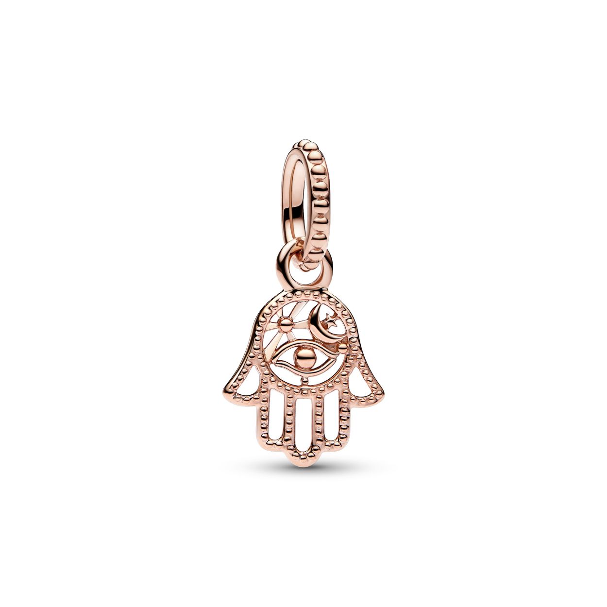 789144C00 Protective Hamsa Hand Dangle Charm, 14K rose gold-plated