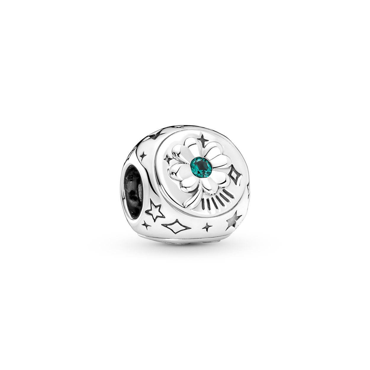 Clover, Ladybird en Horse Shoe Sterling Silver Charm met True Blue, Lake Green Crystal en Red Email