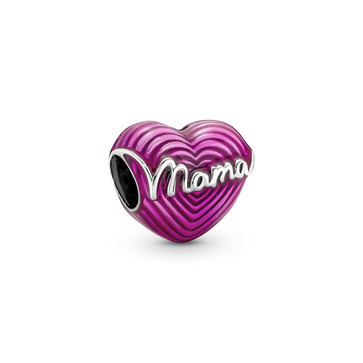 Pandora charm zilver hartje fushia Mama