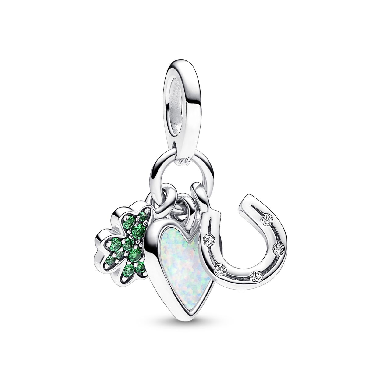 Pandora - Clover. heart+horseshoe met Lab-created opal - 792755C01