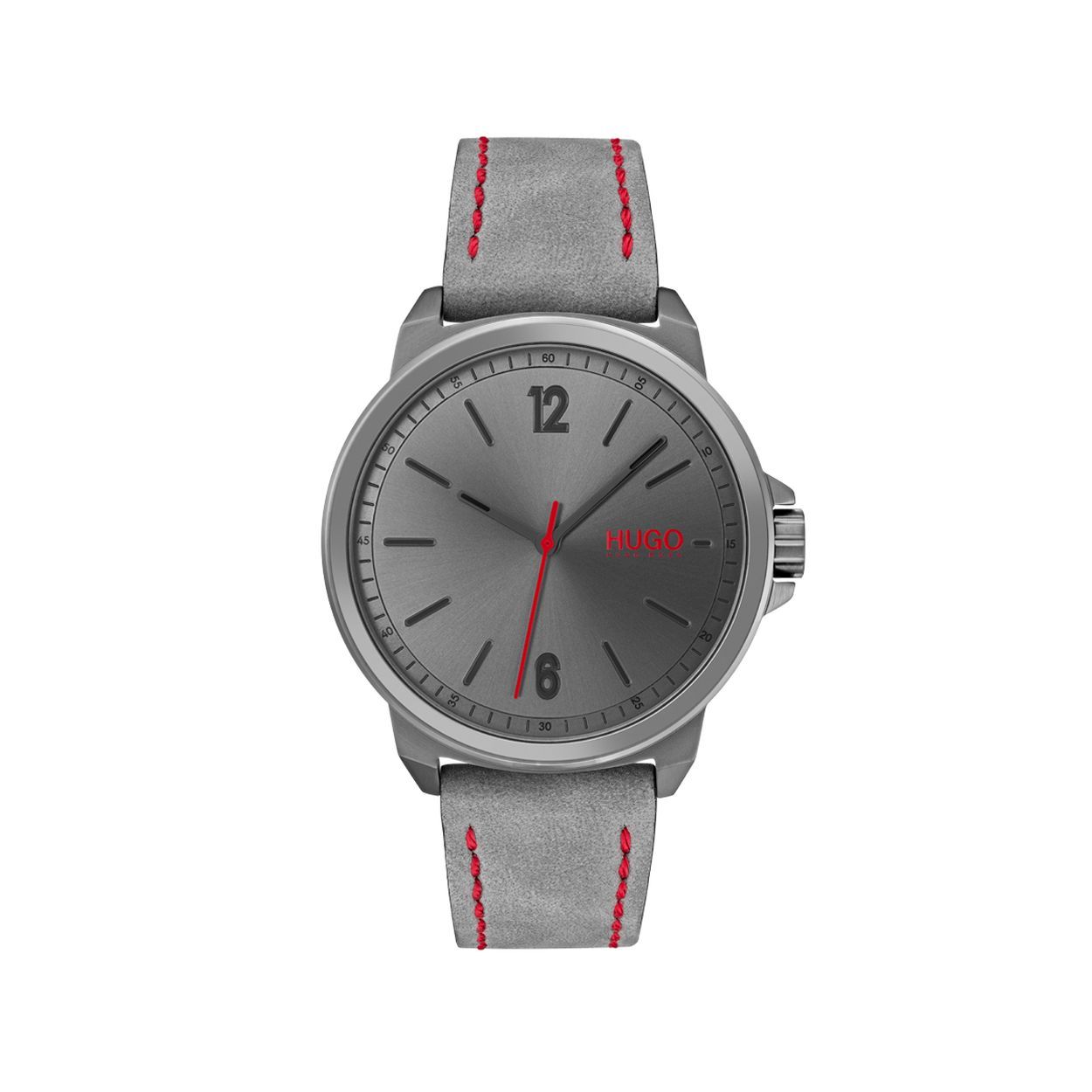 HUGO HU1530096 LEAD Dit herenhorloge uit de HUGO Lead serie is een casual horloge. Het horloge heeft mineraalglas, een grijze wijzerplaat en een stalen horlogekast met een kastdiameter van 42 mm. De band van het horloge is van leer.  HET MERK HUGO presenteert eigentijdse en vooruitstrevende designs volgens de laatste fashion trends. Scherp maatwerk en casual modellen gecombineerd met een progressieve attitude. Door het spontane en vooruitstrevende karakter, is HUGO er voor de urban en ruimdenkende man die de leiding durft te nemen.  SPECIFICATIES - Mineraalglas - Ronde kastvorm,42 mm - Stalen horlogekast - Grijze wijzerplaat - Grijs lederen horlogeband  - 3 ATM