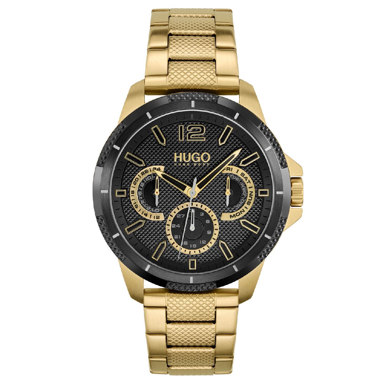 Dit multifunctionele horloge uit de Sport collectie van HUGO is de definitie van een gedurfde stijl. Een stoer design met onderscheidende details, gemaakt voor de HUGO-man die graag opvalt door zijn eigen stijlkeuzes. De details op de gestempelde wijzerplaat benadrukken het sportieve karakter van de collectie. De drie 'subdials' tonen de 24-uurs klok, de dag van de maand en de dag van de week. De laatste begint op vrijdag, met een knipoog naar de vrijgevochten geest van de HUGO man.