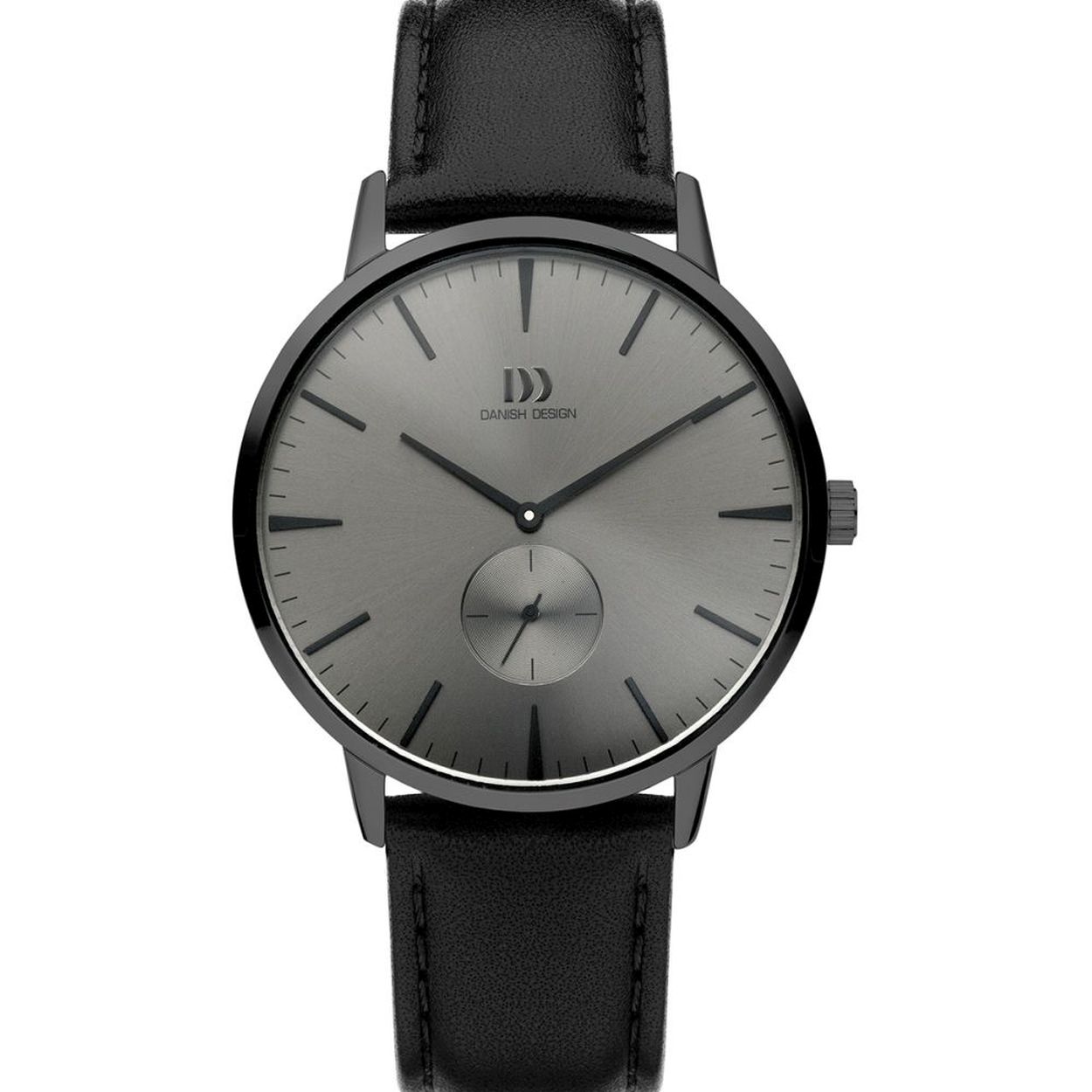 stijlvol trendy Danish Design horloge in antraciet grijs  met een scecondewijzer onder in