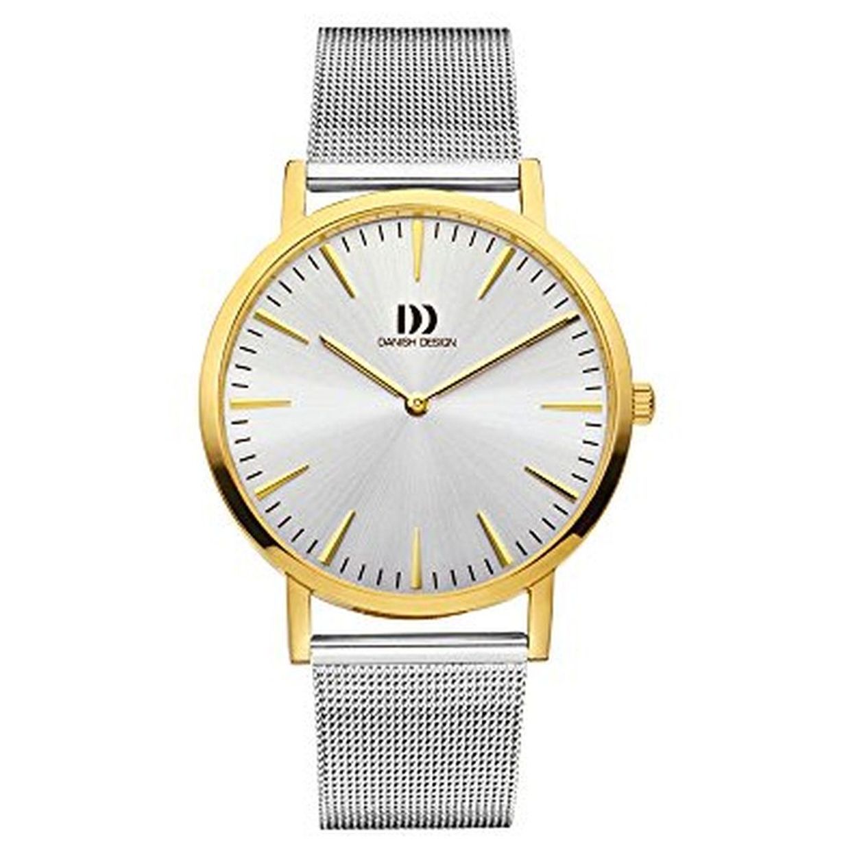 Danish Design horloge met een goudkleurige kast en zilverkleurige band