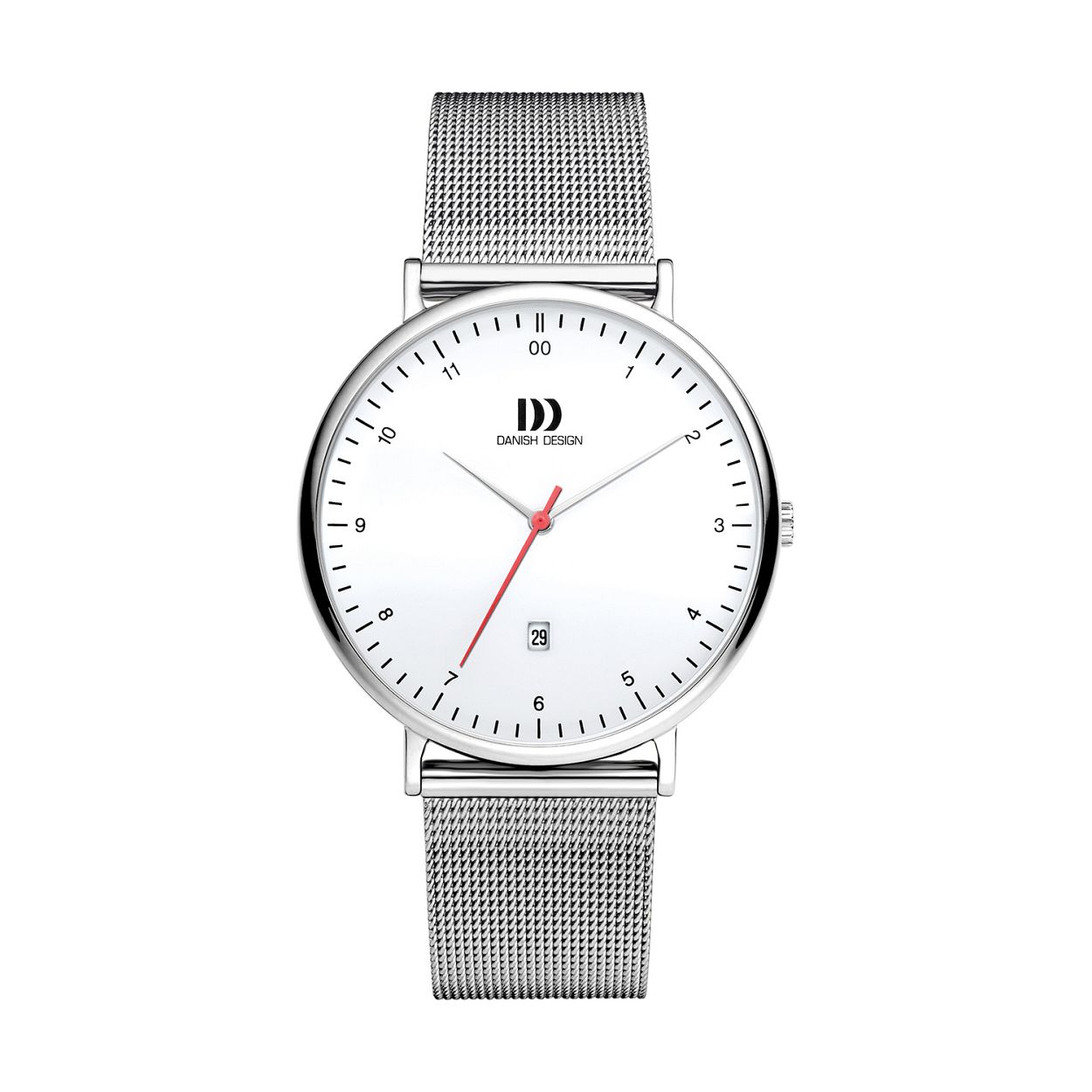 Danish Design horloge met stalen band, Copenhagen staal/wit