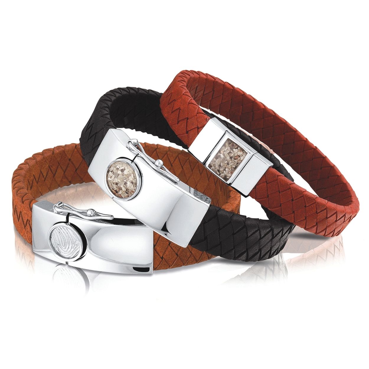 Leren armband met vingerafdruk of hars SEE-BG008F