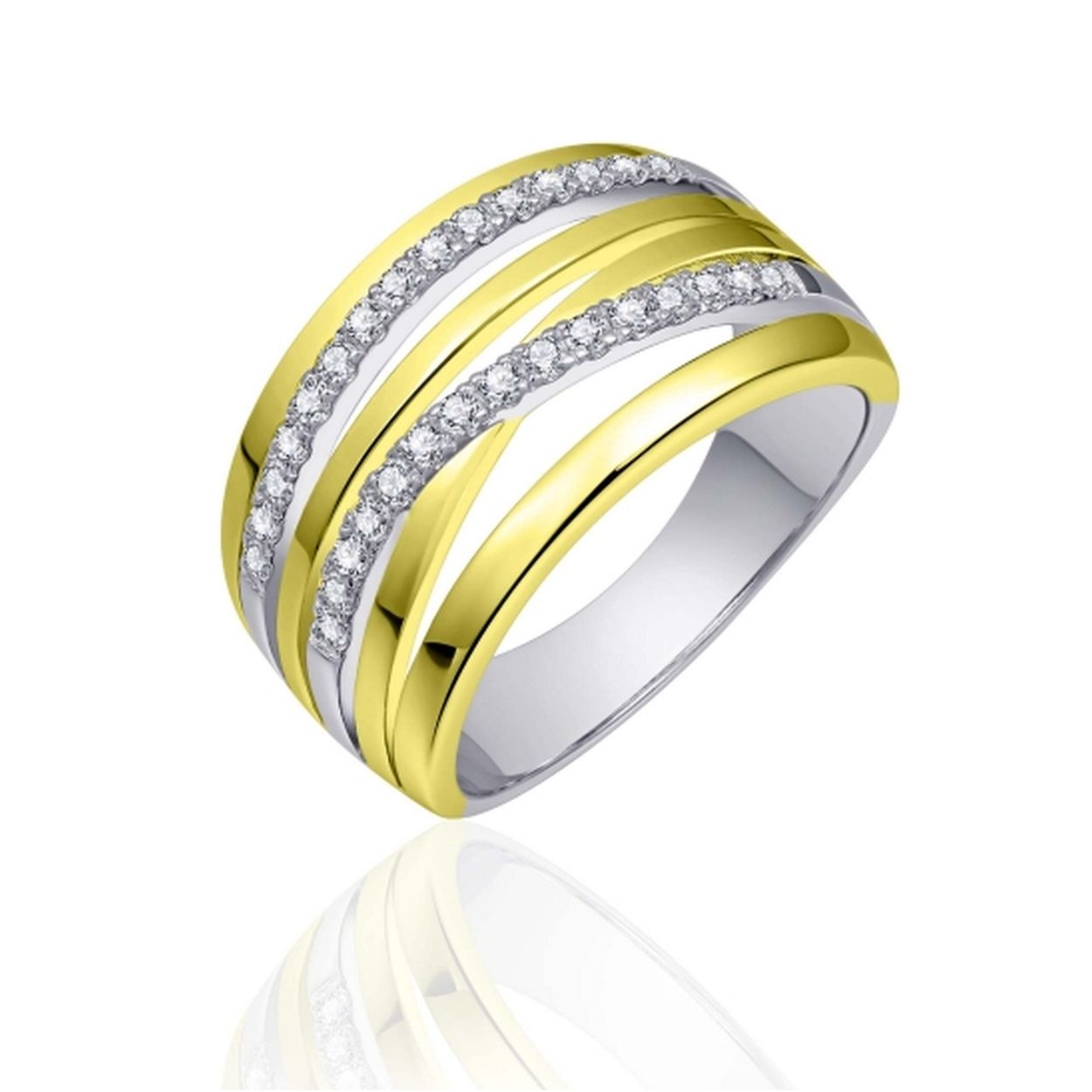 Bicolour damesring wit geel GR-R055Y
