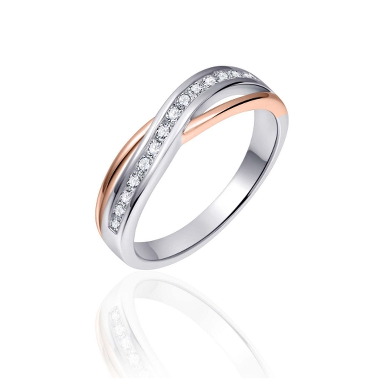 Damesring zilver met rose lekker modern GR-R101R