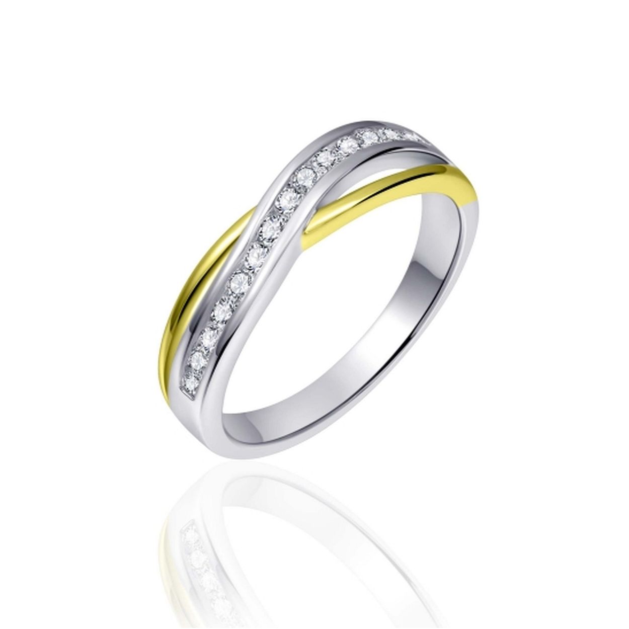 Bicolour damesring zirconia GR-R101Y