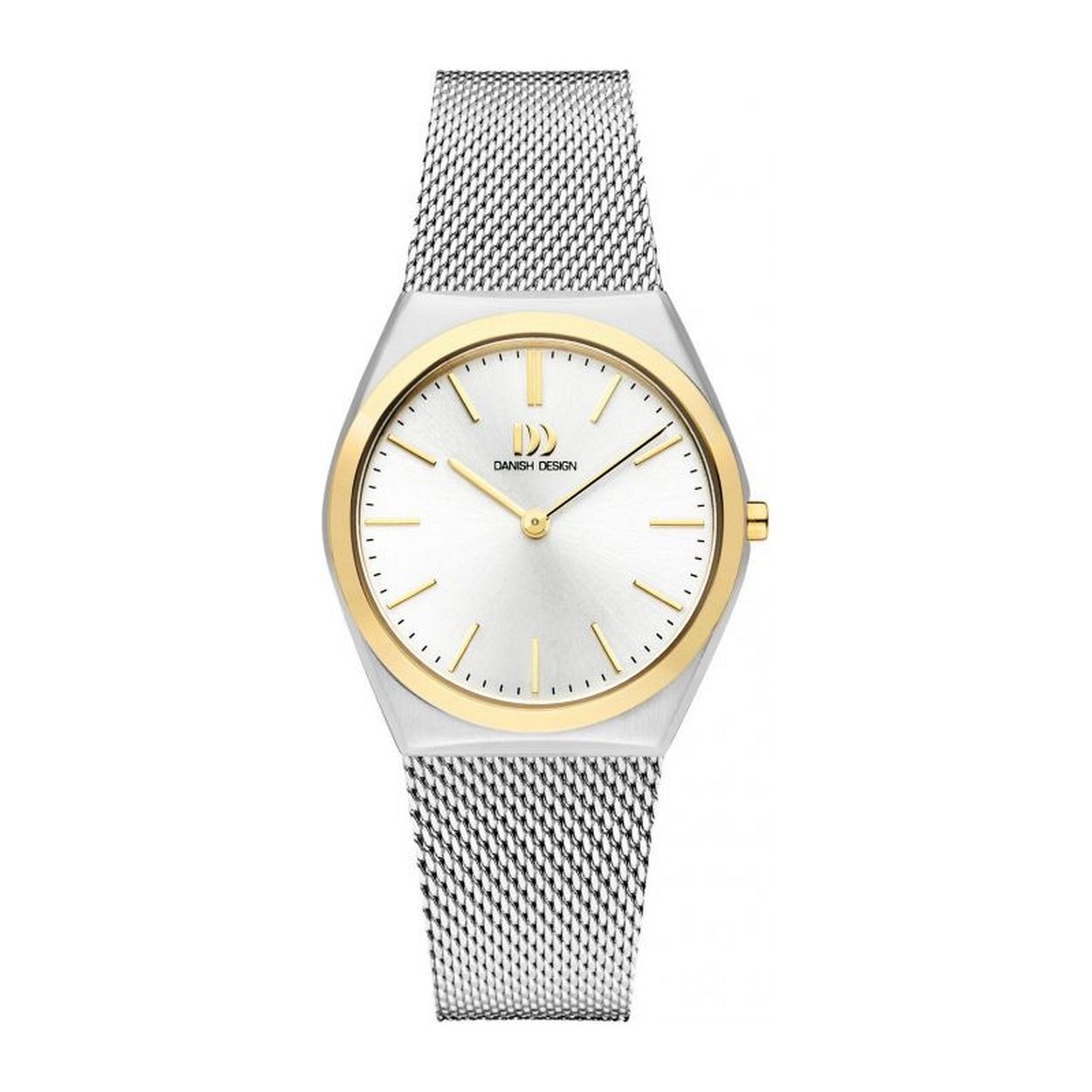 Danish Design horloge Amelia IV65Q1218 Bicolor

- Analoog
- Quartz uurwerk
- Edelstalen kast, PVD Goud
- Zilverkleurige wijzerplaat met Goudkleurige wijzers
- Uren, minuten
- Edelstalen band, Milanees gevlochten, Zilver
- Breedte band: 12mm
- Mineraal glas
- Waterdicht tot 3 ATM (spatwater)
- Diameter: ca. 33mm
- Hoogte kast: ca. 6mm
- 2 jaar garantie