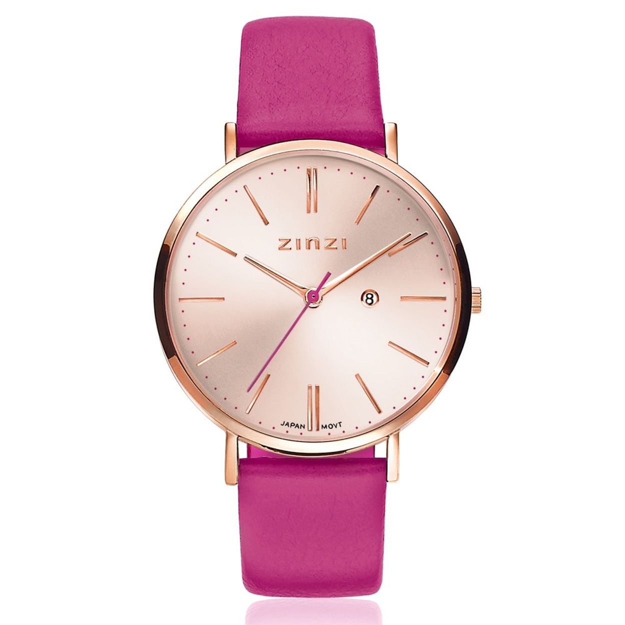 Zinzi dameshorloge met roze band en rosekleurige details