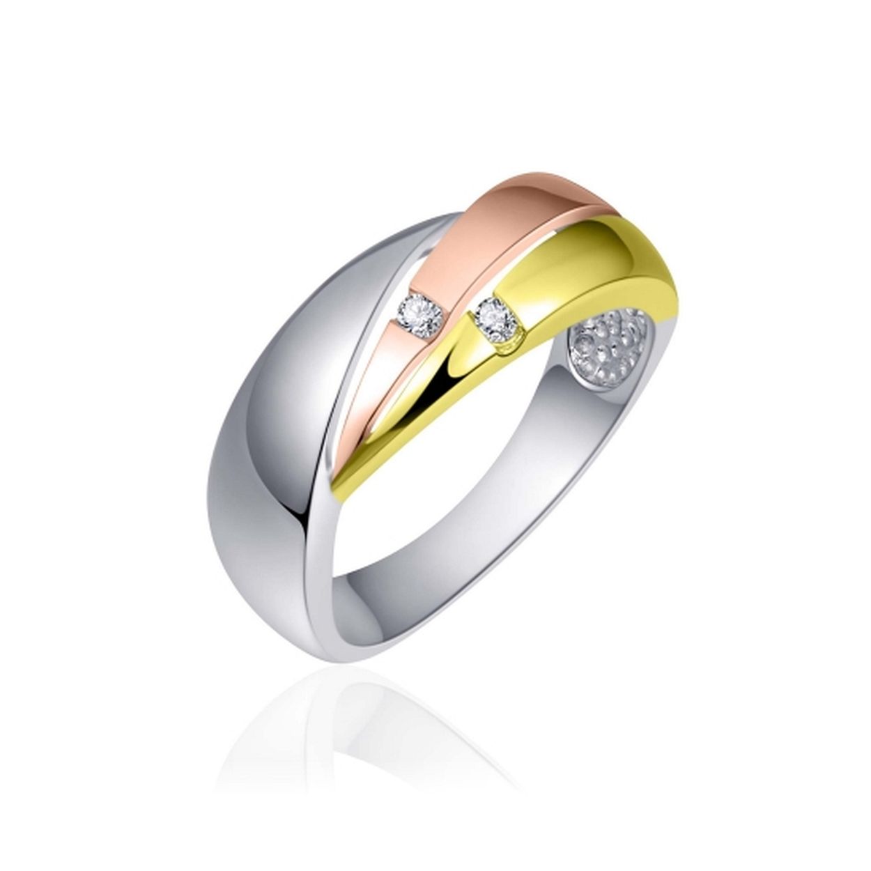 Damesring golvend geel en rose verguld zilver GR-R054T