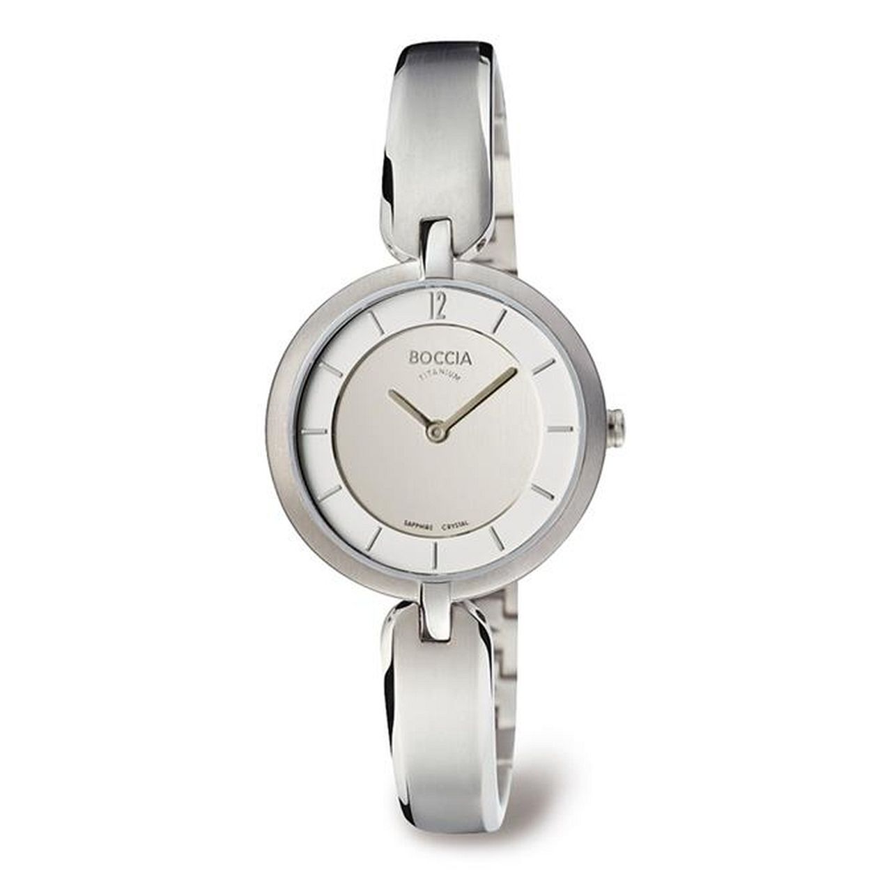 Boccia Titanium 3164-01
Dit dameshorloge van Boccia Titanium heeft een nette uitstraling. De zilverkleurige horlogekast zorgt voor een stijlvolle look en de witte wijzerplaat maakt het horloge net wat sierlijker. Het horloge heeft een kastdiameter van 30mm, een saffierglas en is 5ATM. Combineer dit prachtige exemplaar met de andere sieraden van Boccia Titanium voor een complete look. Aan de ronde kast zit een titanium stijve band.

HET MERK
Boccia Titanium is het titanium merk van Nederland, dat zijn oorsprong in Duitsland vindt en is opgericht in het jaar 1992. Ontwikkeld door internationale ontwerpers. Alle titanium componenten van de BOCCIA TITANIUM collectie zijn gemaakt van 99,7% puur titanium; het bijzondere materiaal. Het is licht in gewicht, neemt de temperatuur van de huid aan en is zeer huidvriendelijk. Bovendien is het corrosie- en temperatuurbestendig.

SPECIFICATIES
- Saffier glas
- Ronde titanium horlogekast, Ø 30mm
- Titanium band
- Witte wijzerplaat
- 5ATM (Regen- & spatwaterdicht)