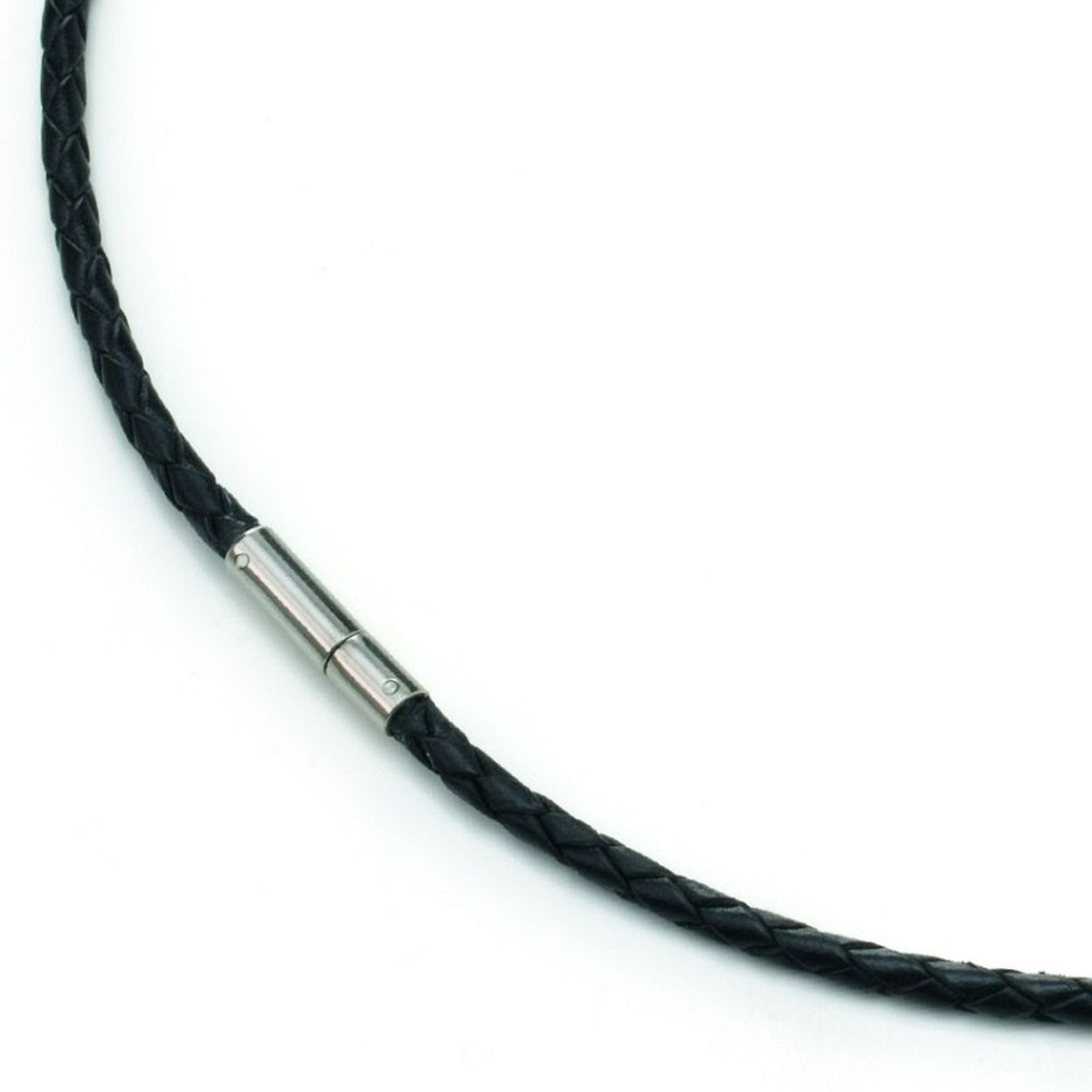 Collier gevlochten leer met titanium slot Boccia 45-50 cm BOC-0835-01