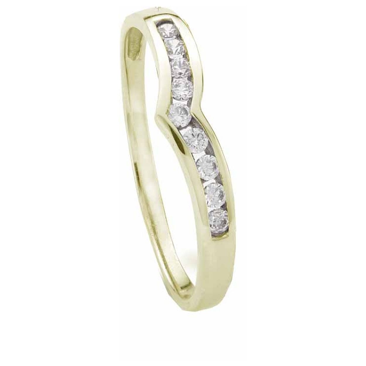 Gouden ring in V vorm met zirkonia .
