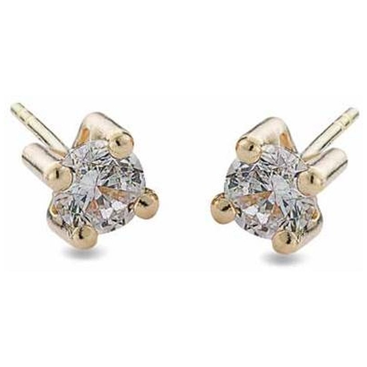 Set 4 oorknoppen Hartenwens goud met zirconia LA019