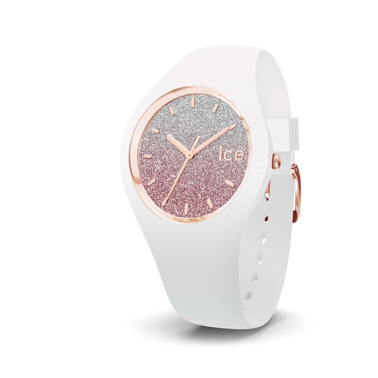 Ice Watch ICE Lo- IW013431  Dit horloge uit de ICE Lo serie heeft een witte siliconen band en een roze wijzerplaat met glitters. Het horloge is voorzien van mineraal glas, heeft een diameter van 40 mm en is 10 ATM.  HET MERK  Ice-Watch bestaat al sinds 2007 en heeft als motto  "Change. You can". De horloges worden in verschillende kleuren - van transparant tot  fluorescerend  - uitgevoerd. Dit zorgt ervoor dat er een Ice-Watch is voor elke smaak, stijl en elke look waardoor je zo vaak van Ice-Watch kunt  wisselen zoals je wilt.    SPECIFICATIES  - Mineraal glas  - Ronde kastvorm   -  40 mm  - Witte horlogekast  - Roze wijzerplaat met glitters - Witte siliconen horlogeband - 10 ATM