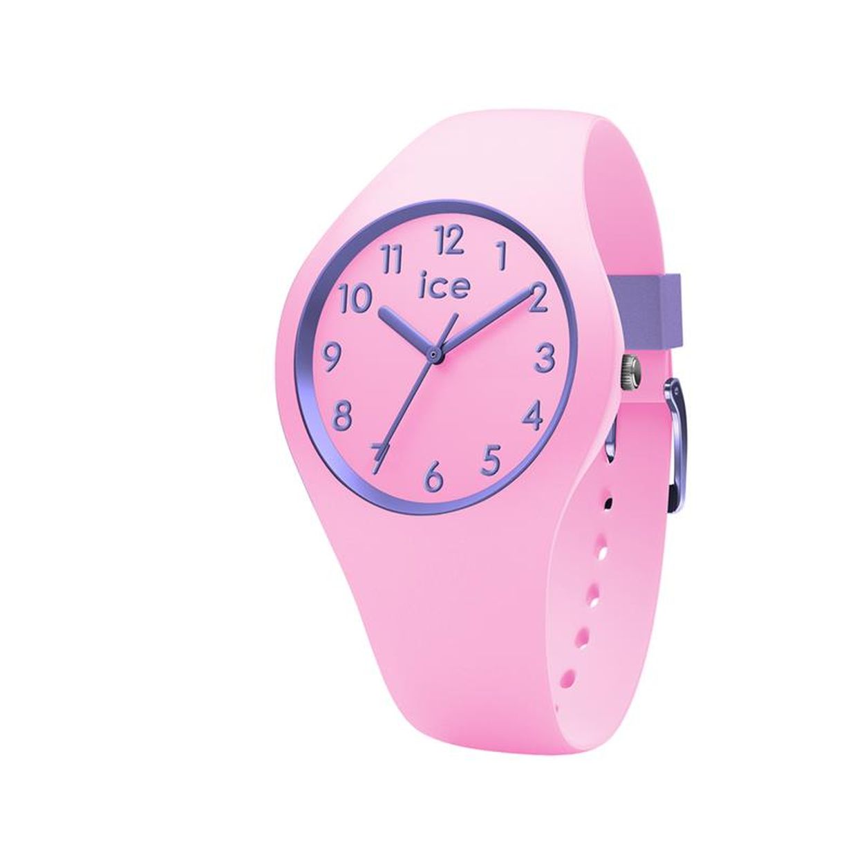Laat je verleiden door het magische aura van de ICE ola kids Princess! Dit kleine, lichtroze horloge van soepel silicone met paarse details geeft elke outfit van je dochter een speelse en gestileerde toets.