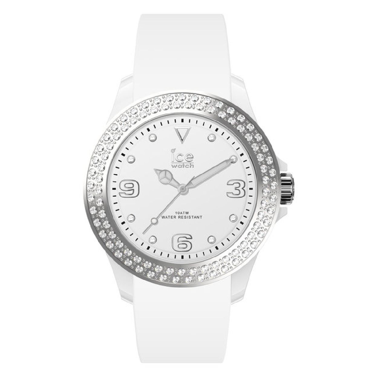Ice-Watch ICE star � IW017231
Dit dames horloge van Ice-Watch uit de ICE star serie heeft een siliconen band en een lunette bezet met  kristallen. Het horloge heeft mineraal glas en een kastdiameter van 40 mm. 
HET MERK

Ice-Watch bestaat al sinds 2007 en heeft als motto "change. You can". De horloges worden in verschillende kleuren - van transparant tot fluorescerend - uitgevoerd. Dit zorgt ervoor dat er een Ice-Watch is voor elke smaak, stijl en elke look waardoor je zo vaak van Ice-Watch kunt wisselen zoals je wilt.

SPECIFICATIES
- Mineraal glas
- Ronde kastvorm  40 mm
- Witte horlogekast
- Witte wijzerplaat
- Zilverkleurige lunette bezet met  kristallen
- Witte siliconen horlogeband
- 10 ATM (Zwemmen en snorkelen)

Bol.com is officieel dealer van Ice-Watch
