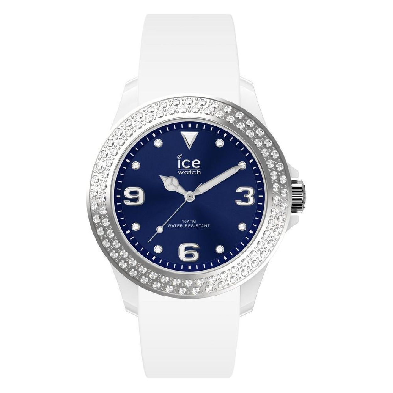 Ice-Watch ICE star � IW017235
Dit dames horloge van Ice-Watch uit de ICE star serie heeft een siliconen band en een lunette bezet met  kristallen. Het horloge heeft mineraal glas en een kastdiameter van 40 mm. 
HET MERK

Ice-Watch bestaat al sinds 2007 en heeft als motto "change. You can". De horloges worden in verschillende kleuren - van transparant tot fluorescerend - uitgevoerd. Dit zorgt ervoor dat er een Ice-Watch is voor elke smaak, stijl en elke look waardoor je zo vaak van Ice-Watch kunt wisselen zoals je wilt.

SPECIFICATIES
- Mineraal glas
- Ronde kastvorm  40 mm
- Witte horlogekast
- Blauwe wijzerplaat
- Zilverkleurige lunette bezet met  kristallen
- Witte siliconen horlogeband
- 10 ATM (Zwemmen en snorkelen)

Bol.com is officieel dealer van Ice-Watch
