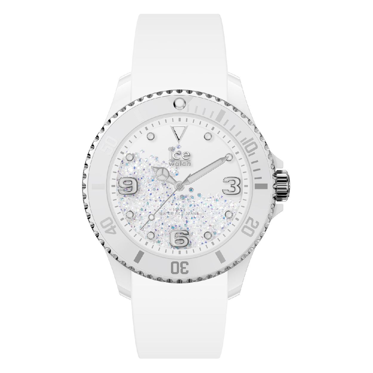 Ice-Watch ICE crystal � IW017246
Dit dames horloge van Ice-Watch uit de ICE crystal serie heeft een siliconen band en een wijzerplaat met losse  kristallen. Het horloge heeft mineraal glas en een kastdiameter van 40 mm. 

HET MERK

Ice-Watch bestaat al sinds 2007 en heeft als motto "change. You can". De horloges worden in verschillende kleuren - van transparant tot fluorescerend - uitgevoerd. Dit zorgt ervoor dat er een Ice-Watch is voor elke smaak, stijl en elke look waardoor je zo vaak van Ice-Watch kunt wisselen zoals je wilt.

SPECIFICATIES
- Mineraal glas
- Ronde kastvorm  40 mm
- Witte horlogekast
- Witte wijzerplaat met losse  kristallen
- Witte lunette bezet met zilverkleurige details
- Witte siliconen horlogeband
- 10 ATM (Zwemmen en snorkelen)