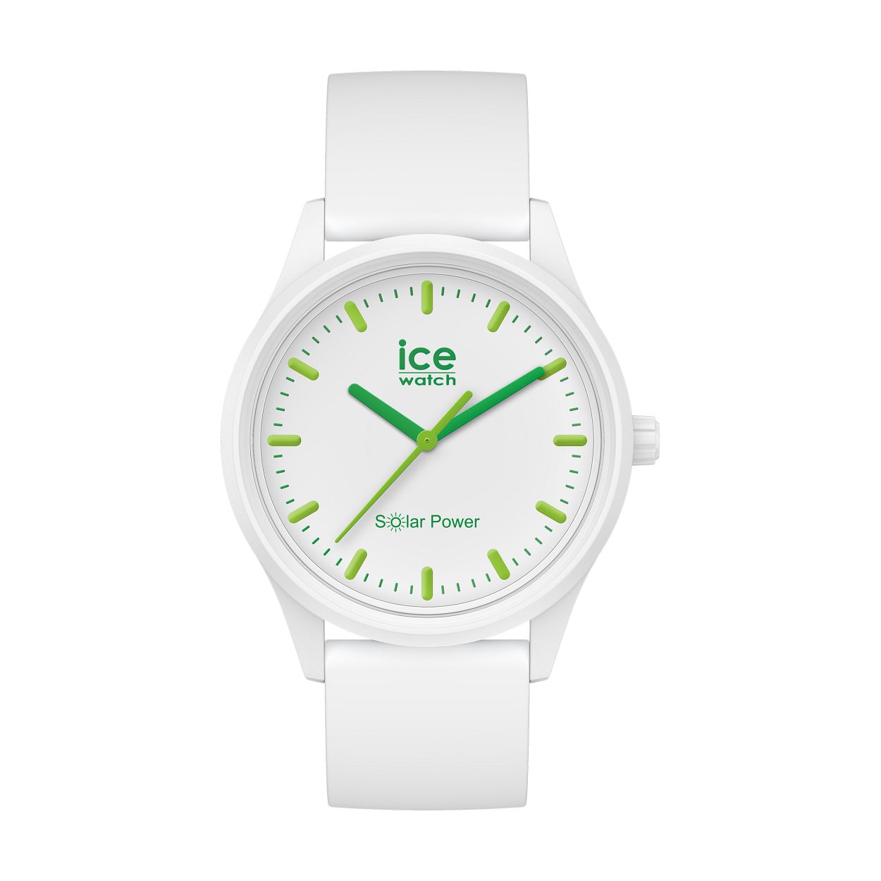 Dit unieke Solar Power horloge van Ice Watch laat zich zelf op aan het licht. Je hoeft dus nooit meer een batterij te verwisselen. De verpakking van het Solar Power horloge is gemaakt van petflessen. Dit kleurrijke Unisex horloge van Ice-Watch heeft een zachte witte siliconen band, witte horlogekast en een witte wijzerplaat. De horlogekast heeft een afmeting van 40 mm. 

HET MERK
Ice-Watch bestaat al sinds 2007 en heeft als motto "Change. You can". De horloges worden in verschillende kleuren - van transparant tot fluorescerend - uitgevoerd. Dit zorgt ervoor dat er een Ice-Watch is voor elke smaak, stijl en elke look waardoor je zo vaak van Ice-Watch kunt wisselen zoals je wilt.

SPECIFICATIES
- Mineraal glas
- Ronde kastvorm � 40 mm
- Witte horlogekast
- Witte wijzerplaat
- Witte siliconen horlogeband
- Citizen uurwerk
- 5 ATM 
