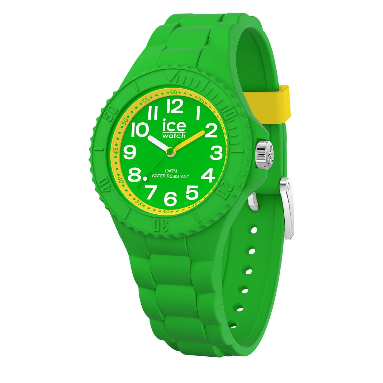 Ice-Watch ICE hero IW020323 Green elf 30mm
Dit kinderhorloge van Ice-Watch uit de hero serie Green elf met nummer IW020323 heeft een groene kunststof kast met aan de binnenzijde een gele rand en gele uursaanduiding. Aan de kast zit een groene kunststof band met schakel reli�f en een geel passantje. Het kinderhorloge heeft een doorsnee van 30mm een mineraalglas en is 10 ATM.

Het Merk:
Ice-Watch is een Belgisch merk van polshorloges. Al sinds 2007 ontwerpt en produceert Ice-Watch de meest opvallende collecties in kleurrijke en stoere modellen voor jong en oud. Het motto van het merk is "Change. You can." De horloges van Ice-Watch zijn vrolijk opvallend en met een knipoog. De kleuren en bijzondere wijzerplaten spatten haast van de horloges af waardoor deze altijd een bijzondere indruk achterlaten. De milieuvriendelijke ICE solar power � een reminder dat elke seconde telt als het op het milieu aankomt � dompelt zich nu onder in de iconische kleuren en symbolen van Coca-Cola. Het horloge wordt geleverd in een herbruikbare verpakking van vilt gemaakt van recycleerde PET-flessen.

Specificaties:
- Ronde kastvorm
- 10 ATM (Regen- & spatwaterdicht)
- Kleur horlogekast:  Groen
- Kleur horlogeband: Groen
- Mineraalglas
- 30mm �

