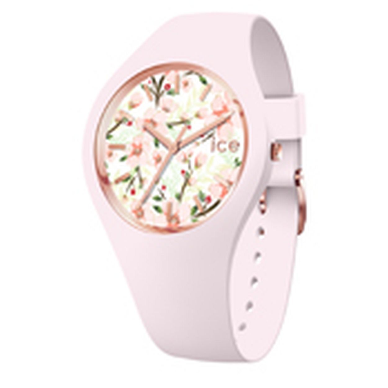 Ice-Watch ICE flower IW020513 34mm
Dit unieke horloge van Ice-Watch uit de ICE flower serie Heaven sage met nummer IW020513 heeft een gladde zachtroze doorlopende siliconen band met ros�kleurige gesp die het uurwerk omringt. Op de witte wijzerplaat is een afbeelding van roze gekleurde bloemen te zien en de uursaanduiding is dmv ros�kleurige strepen en wijzers. Het horloge heeft een doorsnee van 34mm een mineraalglas en is 10 ATM.

Het Merk:
Ice-Watch is een Belgisch merk van polshorloges. Al sinds 2007 ontwerpt en produceert Ice-Watch de meest opvallende collecties in kleurrijke en stoere modellen voor jong en oud. Het motto van het merk is "Change. You can." De horloges van Ice-Watch zijn vrolijk opvallend en met een knipoog. De kleuren en bijzondere wijzerplaten spatten haast van de horloges af waardoor deze altijd een bijzondere indruk achterlaten.

Specificaties:
- Ronde kastvorm
- Quartz uurwerk
- 10 ATM (Regen- & spatwaterdicht)
- Kleur horlogeband: Zachtroze
- Siliconenband
- Mineraalglas
- � 34mm

