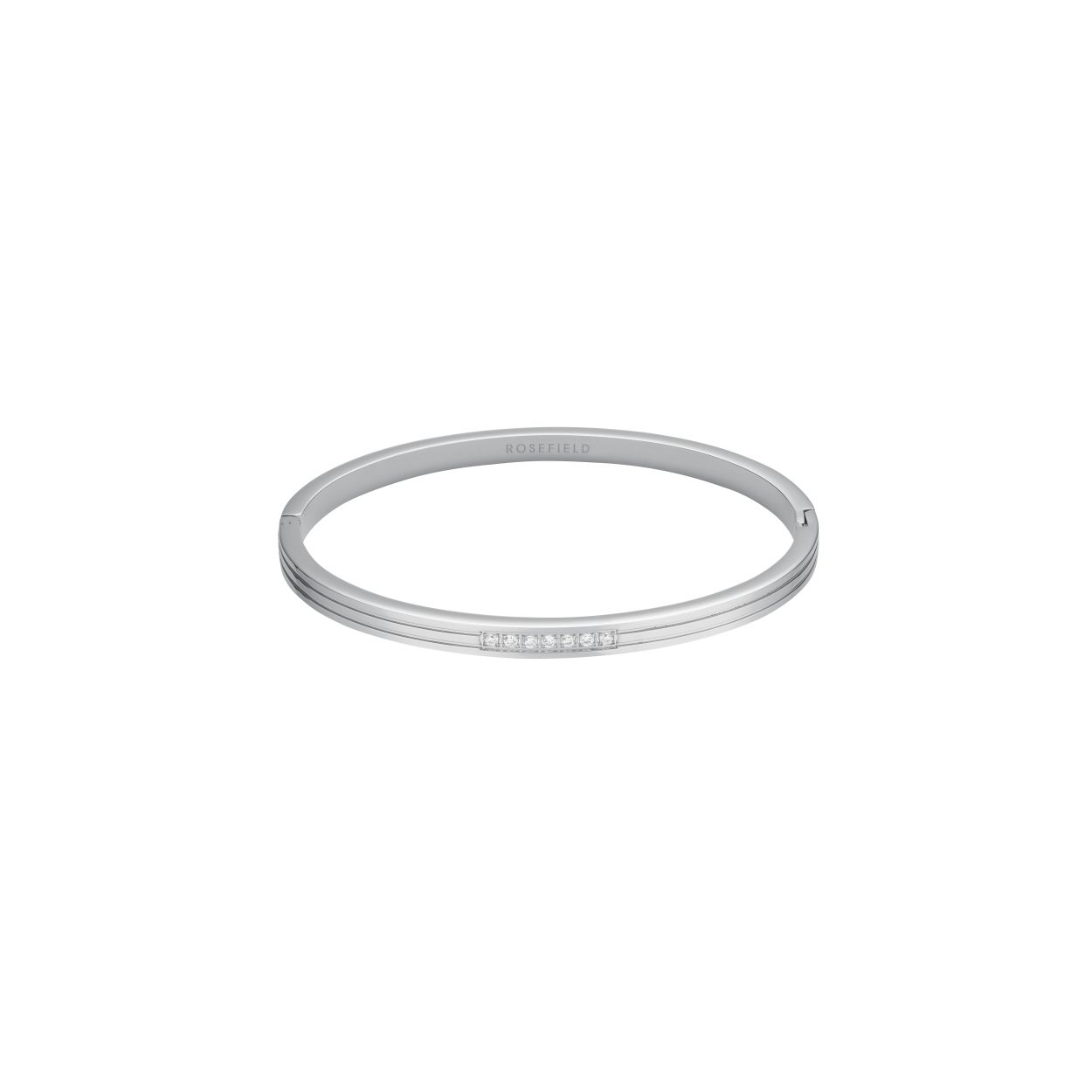 Striped Bangle with Crystals Silver
