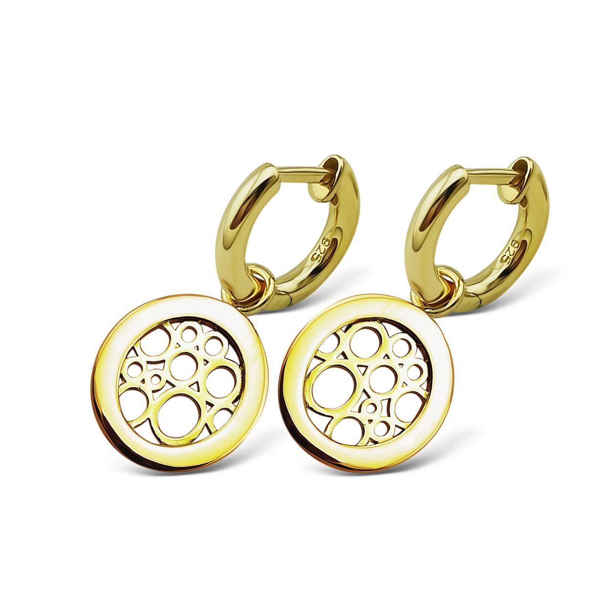 Scoor nu snel deze leuke oorringen met roundabout motief van Jwls4u! Erg leuk als 2e of 3e oorbel. Kijk voor leuke combinaties met studs en oorhangers op deze site en maak je eigen Ear party. Deze oorringen zijn gemaakt van 925 zilver en zijn verguld met 1 micron goud. Super kleurvast, dus je zal er lang plezier van hebben. 