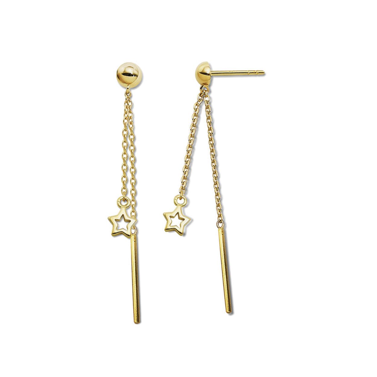 Jwls4u Oorhangers Star Line Gold-platedJE039G