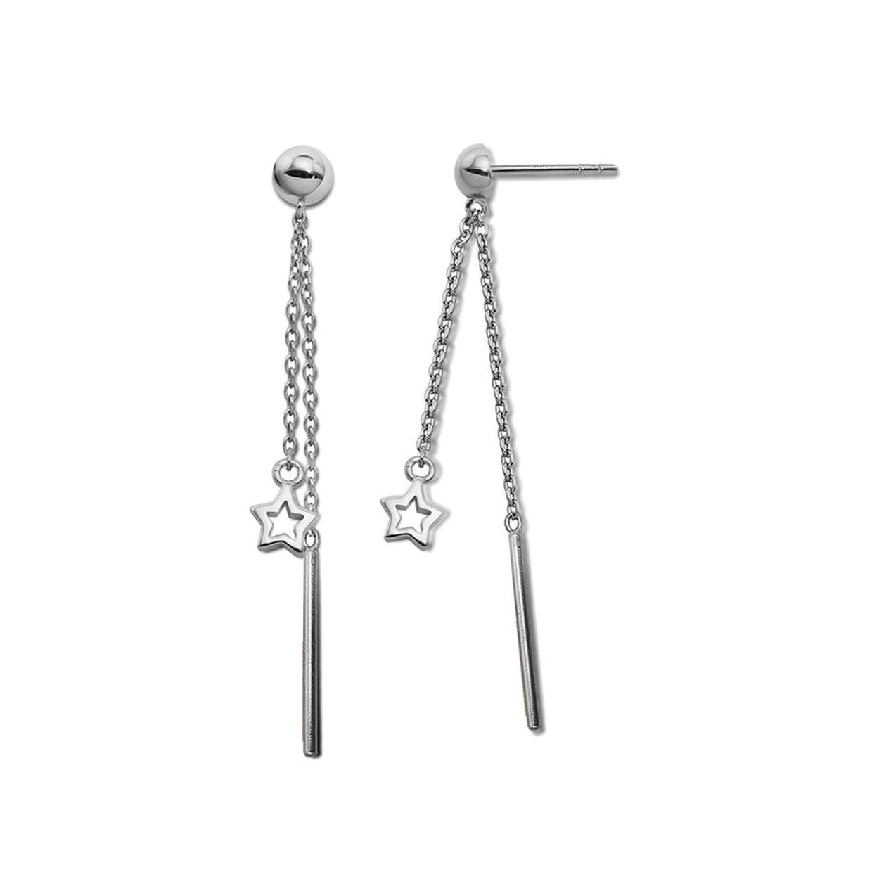 Jwls4u Oorhangers Star Line ZilverJE039S