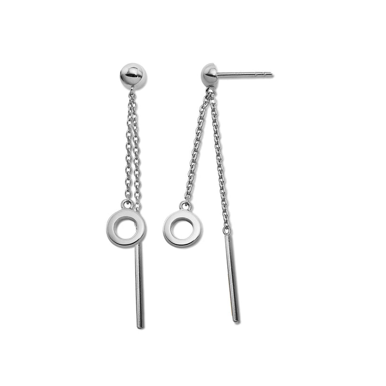 Jwls4u Oorhangers Circle Line ZilverJE040S