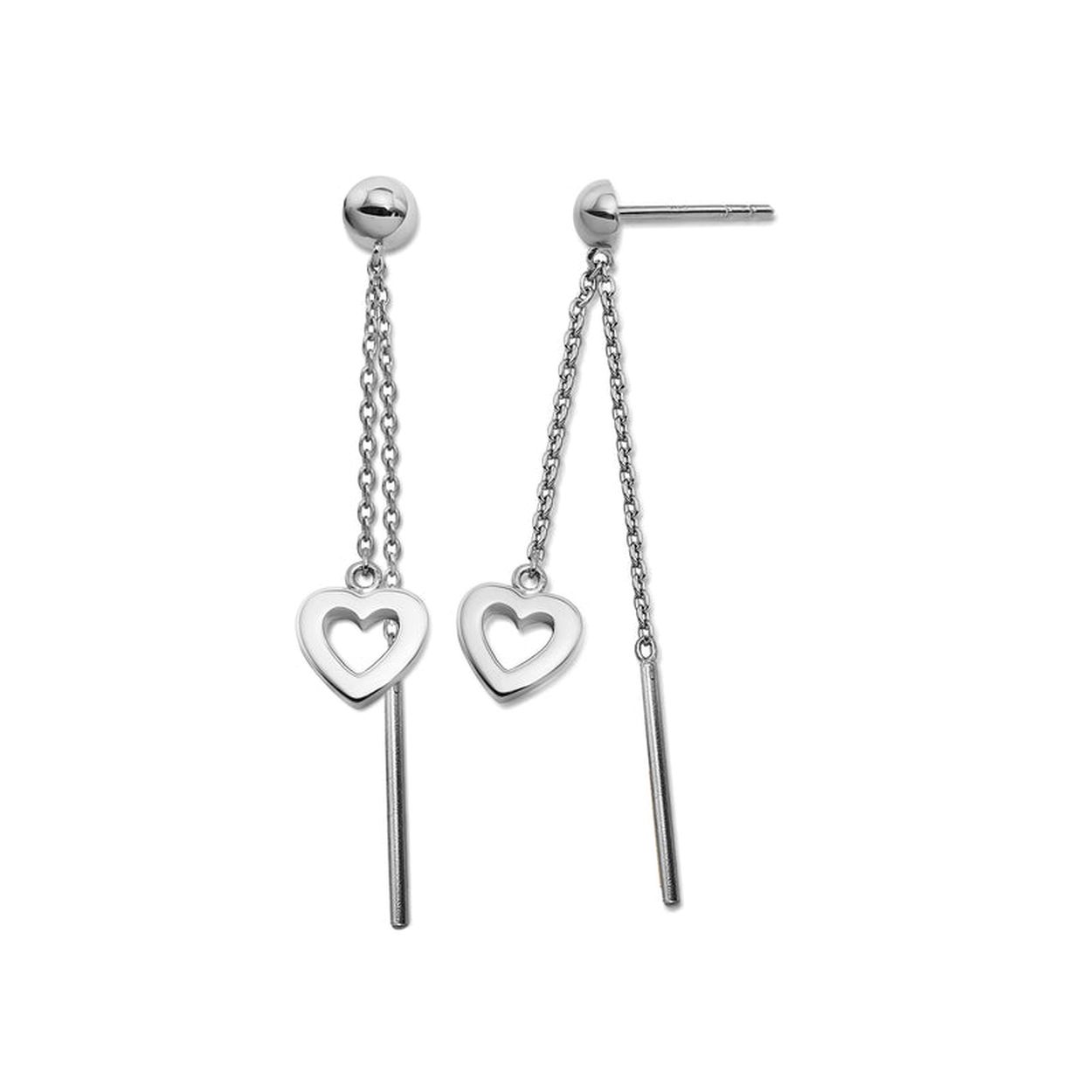Jwls4u Oorhangers Heart Line ZilverJE041S