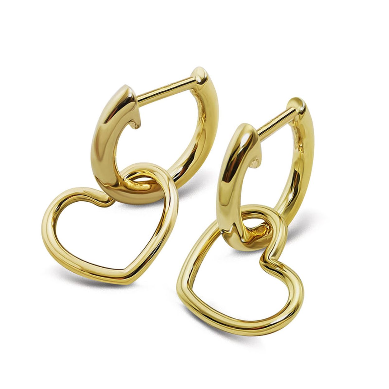 Jwls4u Oorringen Open Heart Gold-platedJE043G