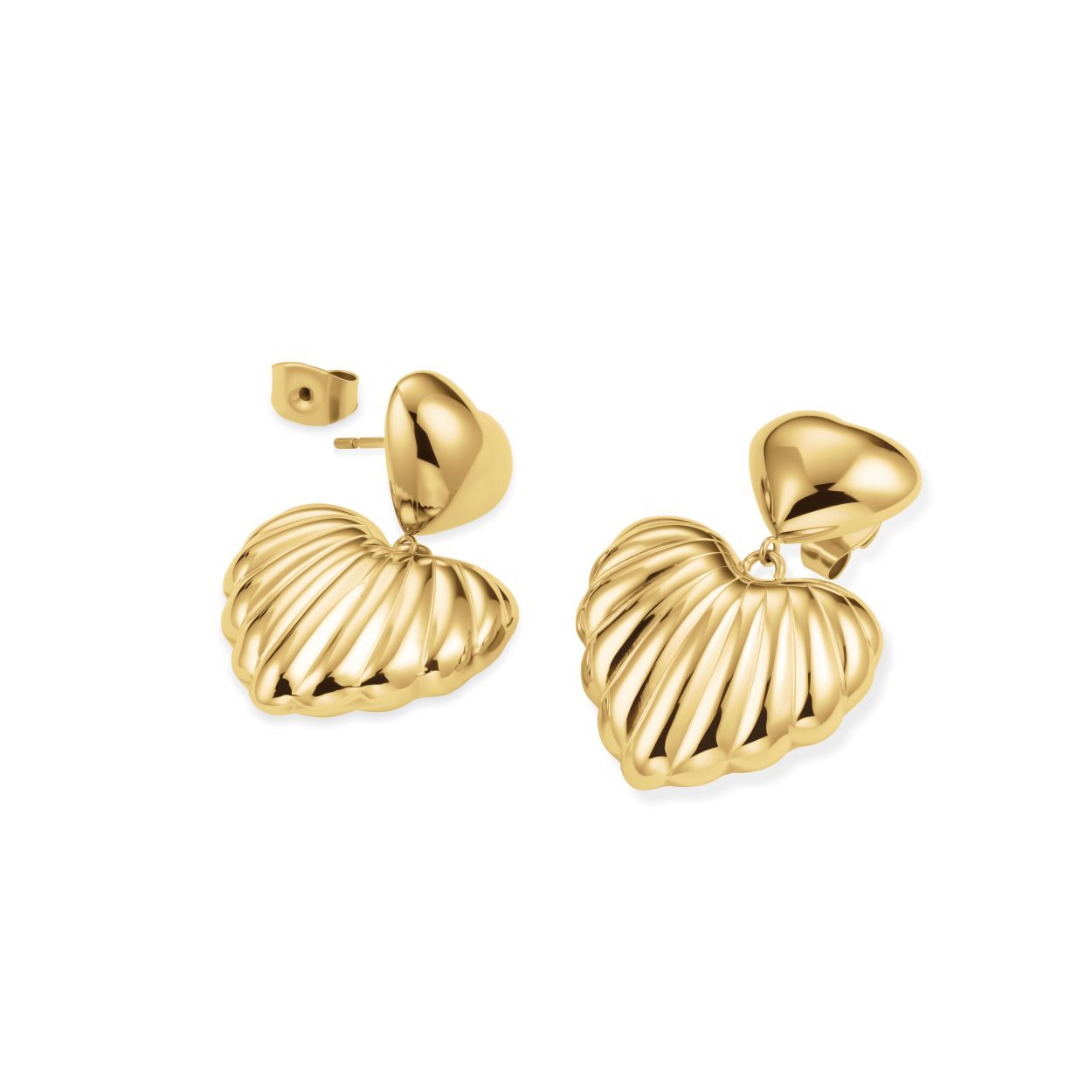 Double Heart Pendant Earrings goldplated