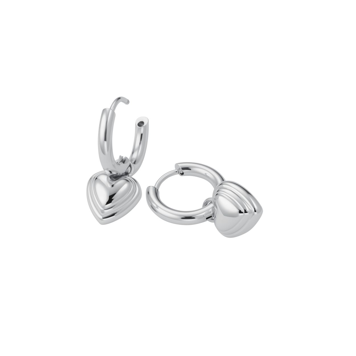 Hoop earrings with Heart Pendant Silver