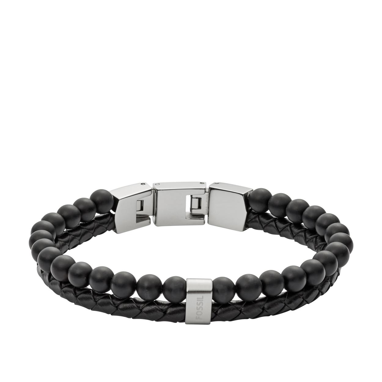 Fossil Mens Vintage Casual armband JF02763040 is een geweldige toevoeging op jouw collectie. De zwart-kleurige armband met kralen is gemaakt van staal en heeft een lengte van 18 + 1,5 cm.