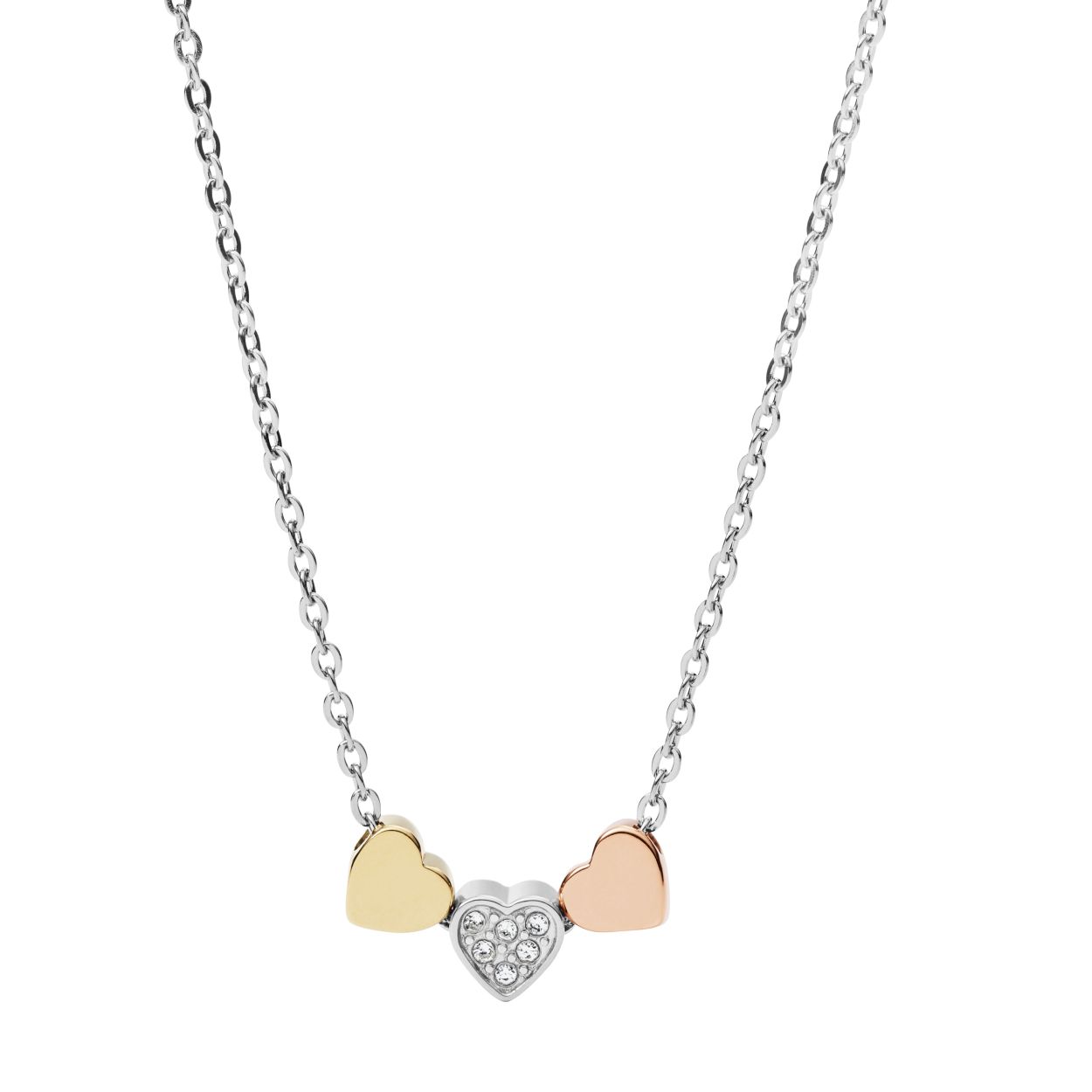 De FOSSIL COLLIER DAMES JF02856998 is een elegante ketting gemaakt van roestvrij staal, uitgerust met een veersluiting. Met een zilverkleurige afwerking weegt deze sierlijke ketting slechts 4 gram en heeft een lengte van 410 mm. Draag deze stijlvolle zilverkleurige ketting met een blouse of jurkje om uw look te verfijnen en compleet te maken.